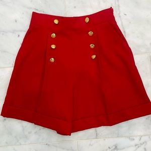 Vintage Escada Red High Waisted Flare Shorts